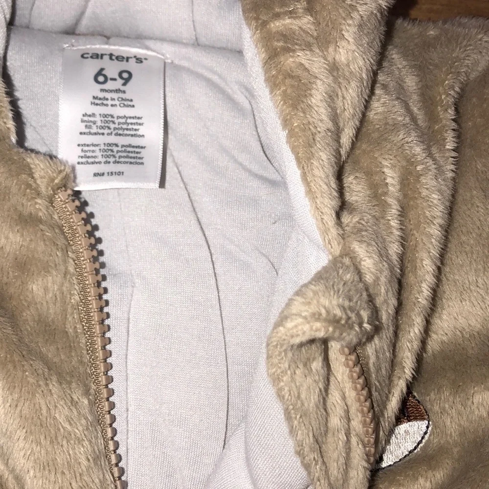 Carter’s 6-9 Months warm fox fleece pajama onesie